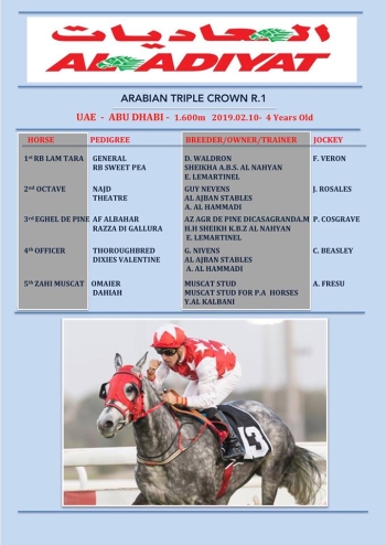 RB LAM TARA lands the Arabian TRIPLE CROWN R1